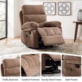 thumbnail image 6 of Bonzy Home 2 Pack Manual Recliner Chairs with Massage & Heat, Soft Fabric Double Reclining Single Sofa Set with Overstuffed Armrest & Backrest, Light Brown, 6 of 6