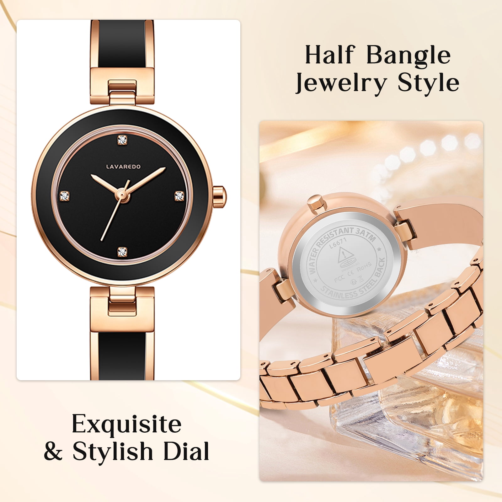 Bomieux Woman Watches Elegant Bangle Watch for Women with Adjustable Strap 3ATM Water Resistance Gift for Woman