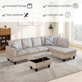 thumbnail image 2 of Grey White Corduroy Storage Ottoman for Living Room Sofa, 2 of 7