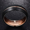 thumbnail image 3 of Men Women 8mm Rose Gold Groove Tungsten Carbide Rings Domed Black Brushed Wedding Bands High Polished Comfort Fit Size 6-15, 3 of 5