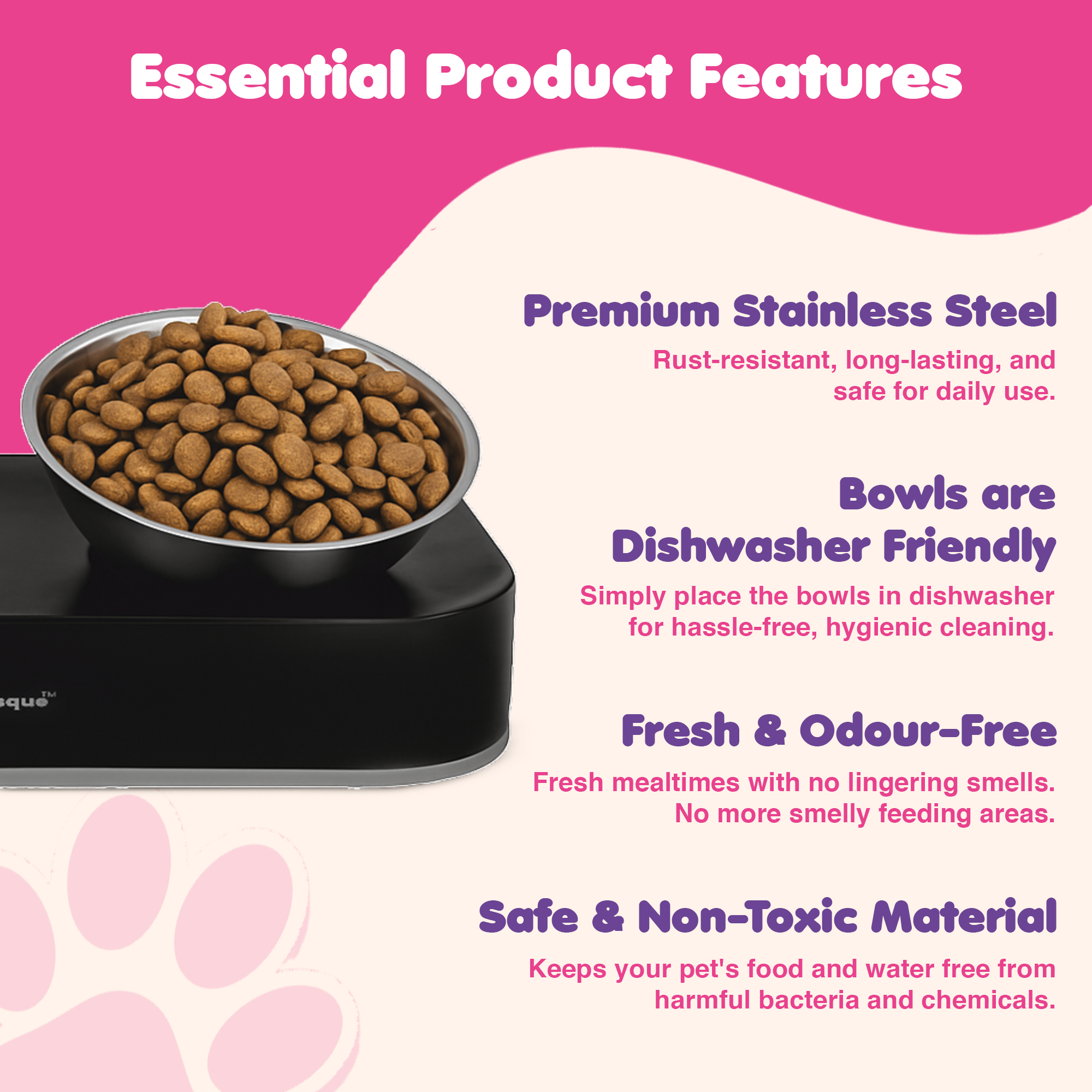 Happinesque 2Pc Elevated & Tilted Stainless Steel Dog & Cat Bowls, Non Slip (2x27 fl oz - 3.5 Cups)