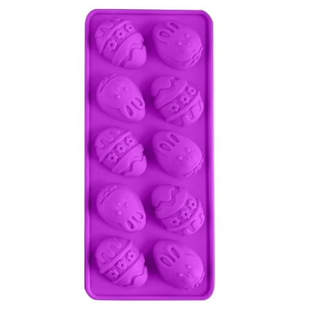 

pgeraug easter silicone 10 cavity mould diy chocolate cupcake cake muffin baking mold purple