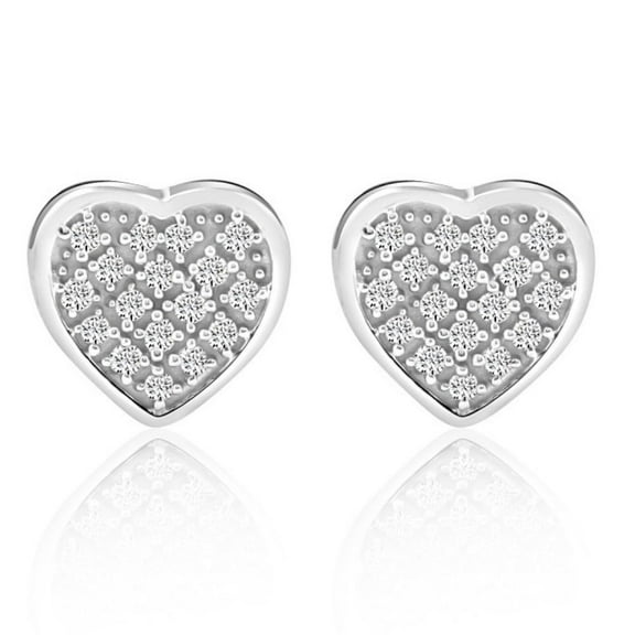 Pompeii Pave Diamond Heart Studs Screw Back Earrings in White or Yellow Gold 10k (H,I1)