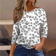 thumbnail image 6 of Turilly Womens 3/4 Sleeve Tops Fashion Ladies Floral Printed T-Shirt 3/4 Sleeves Blouse Round Neck Casual Top White L, 6 of 6