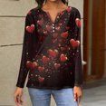 thumbnail image 3 of Valentine Day Shirts for Women Love Heart Print Long Sleeve Cute Blouse V Neck Loose Casual Graphic Tee Light pink M, 3 of 4