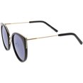 thumbnail image 3 of Women's Oversize Cat Eye Sunglasses Round Colored Mirror Lens 55mm (Black / Blue Mirror), 3 of 4
