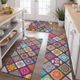 thumbnail image 2 of Multicolor Ethnic Geometric Patchwork Pattern Kitchen Rugs Sets Of 3,Kitchen Runner Rugs Non Skid Washable,Decorative Kitchen Floor Mats for Kitchen,Sink,Laundry,17"x30"+ 17"x47" + 17"x59", 2 of 6