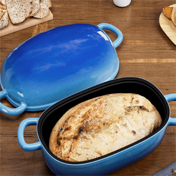 Oven for Bread Baking 9x6 Inch - 2.5QT Bread Pans for Homemade Bread Cast Iron Bread Pan Dutch Oven Loaf Pan with Lid and Loop Handles for Homemade Breadmaking