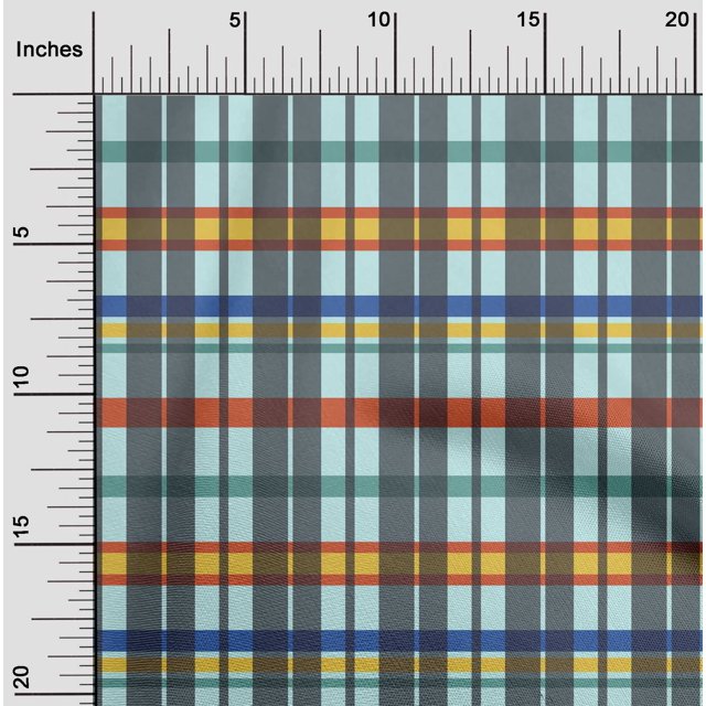 oneOone Cotton Poplin Fabric Madras Check Print Fabric By Yard 56 Inch Wide