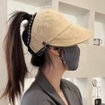 thumbnail image 4 of Summer Women's Wide Brim Sun Hat with Ponytail Hole Masque Hook Breathable Lightweight Hiking Traveling Shopping, 4 of 8