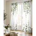 thumbnail image 5 of Sage Green Eucalyptus Leaves Sheer Curtains 84 Inch Length 2 Panels Set for Living Room/Bedroom, Spring Botanical Floral Kitchen Curtains Grommet Semi-Sheer Curtains Window Treatments 42"x84"x2, 5 of 7