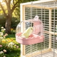 thumbnail image 4 of FastXmas Bird Cage Bath Hanging Parrot Bath Tub Water Shower Food Feeder Holder Tray Bird Bath Supplies for Small Birds Canary Budgies Cockatiel Lovebirds (Pink), 4 of 6