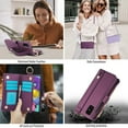 thumbnail image 6 of ELEHOLD For Samsung Galaxy A51 4G Phone Case Leather Crossbody Zipper Card Wallet Flip Case Kickstand Cover, with Ring Holder,Full Body Protection-Deeppurple, 6 of 7