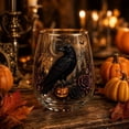 thumbnail image 5 of Halloween Witch Floral Themed Wine Glass with Gold Rim, Decorative Drinking Glass, Elegant Glass Cup for Cold Drinks, 4.2*2.7 Inch, Ideal Gift for Festival, 5 of 7