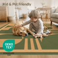 thumbnail image 4 of ODIKA 9'x12' Washable Area Rug Green Beige Geometric Design Elegant Interplay of Abstract Shapes and Lines for Master Suite, California King, Under Bed, Non-Shedding, Easy Care, 4 of 7