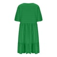 thumbnail image 6 of gljltg Summer Dresses for Women Round Neck Short Sleeve Plus Size Dress High Waist Solid Color Ruffled Short Dress Oversized Party Elegant Office Work Dresses, 6 of 8