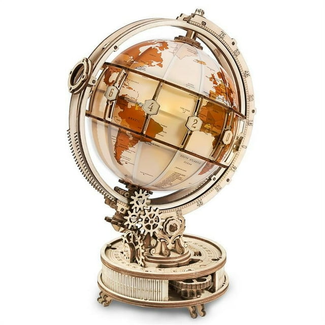 Lámpara de Mesa ROKR 6' World Luminous Globe 180 Pieces 3D Wooden Puzzle
