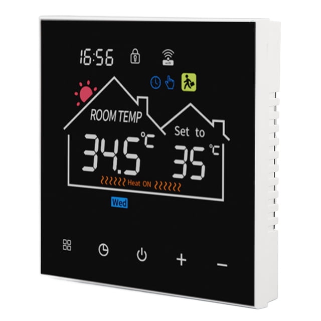 Digital Thermostat, Programmable Thermostat IP20 Protection LCD Display Easy Installation Color Touchscreen for Hydronic Heating Boiler WiFi Version Voice Control for Yandex