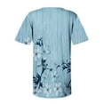 thumbnail image 3 of Gibobby Camisetas Mujer Manga Corta Mujeres verano impresión moda Sexy botón Cardigan manga corta camisa cuello Casual túnica ajustada ropa Tops(Azul,CH), 3 of 5