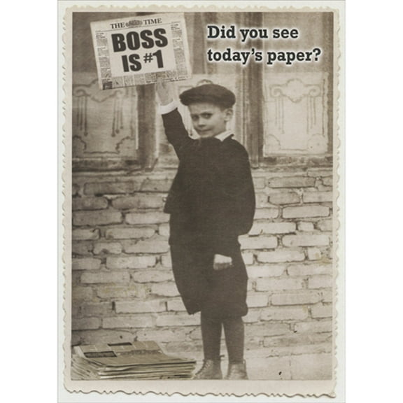 Designer Greetings Newspaper Boy: Did You See Today's Paper Humorous / Funny Boss's Day Card from All of Us