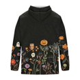 thumbnail image 6 of Hsovts Halloween Pumpkin Ghost Print Hooded Sweatshirt, Long Sleeve Cuff Casual Holiday Pullover Top Black 3xL, 6 of 6