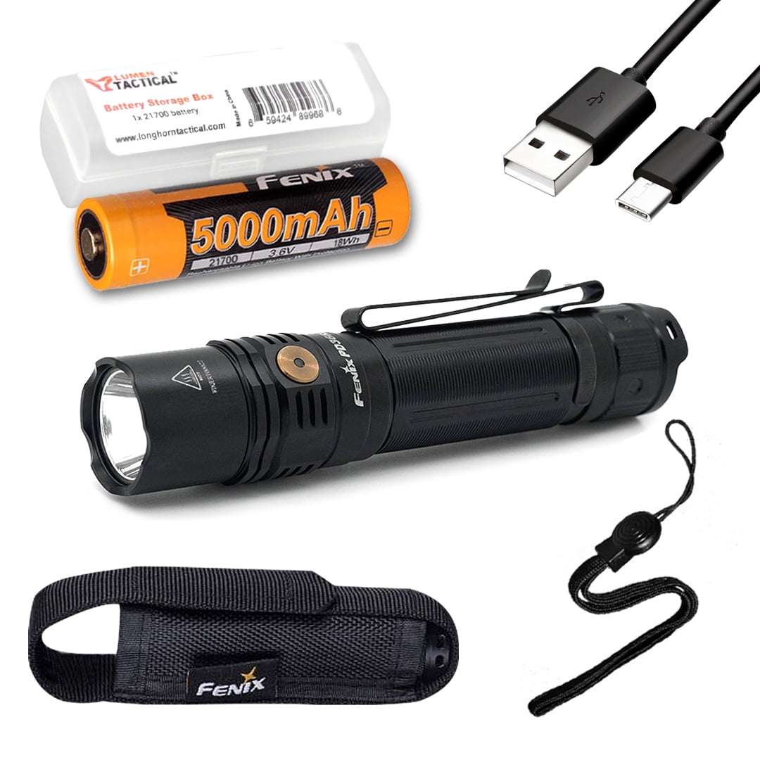 Fenix PD36R 1600 Lumen Rechargeable Tactical Flashlight & Fenix 21700 Battery 