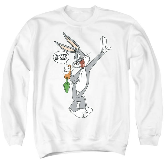 Looney Tunes Bugs Bunny What's Up Doc? Unisex Adult Crewneck Sweatshirt, White, 3X-Large