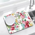 thumbnail image 2 of Rubber Dish Drying Mat for Kitchen Counter Large Pink Red Roses Floral Washable Quick Home Coffee Pad Fit Under Sink,Bar,Utensils 18x24in, 2 of 5