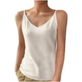 thumbnail image 2 of UPPADA Silk Satin Tank Tops for Women Dressy Lapel Casual Cami Tops Sleeveless Camisole Loose Fit Summer Basic Tank Shirt Solid Color Blouses Tops,Tank Top for Women Pack White,XL, 2 of 3