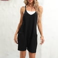 thumbnail image 5 of MSJUHEG Jumpsuits For Women One Piece Jumpsuits For Women Womens Sleeveless Rompers Loose Spaghetti Strap Shorts Jumpsuit With Pockets Womens Jumpsuit Black L, 5 of 8