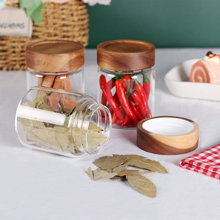 Glass Jars With Hand-Turned Walnut Wooden Lids