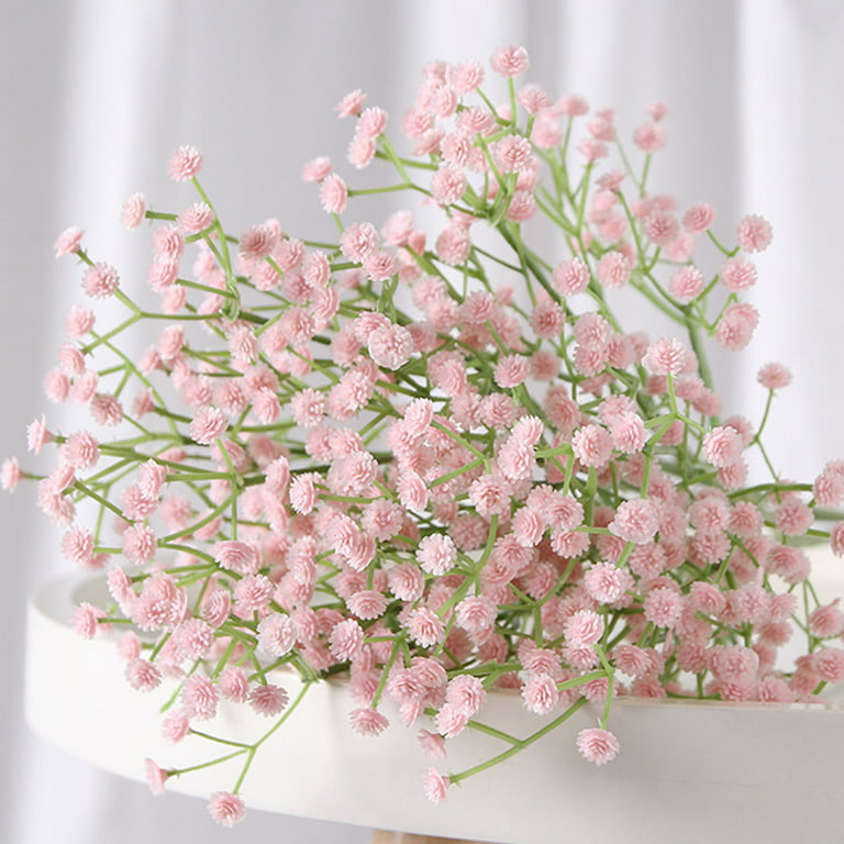 12PCS Long Stem Artificial Baby Breath Flowers Fake Real Touch Gypsophila  for Hotel Home Office Kitchen Bathroom Garden Wedding Party DIY Decor,White
