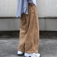 thumbnail image 4 of TNOBHG Men Straight Leg Pants Men Corduroy Pants Straight Leg Japanese Retro Style Elastic Waist Drawstring Loose Fit Trousers, 4 of 8
