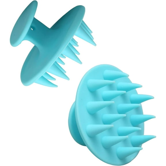 2pcs Blue Hair Shampoo Brush, Blue Soft Silicone Scalp Massager Scrubber Head Massager Dry Wet Brush Hair Care Tools for Dandruff Removal