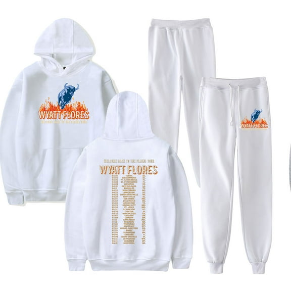 Wyatt Flores Welcome BACK To The Plains Tour Merch Hoodie and SWEATPANTS set pop print Unisex Casual Street Clothing