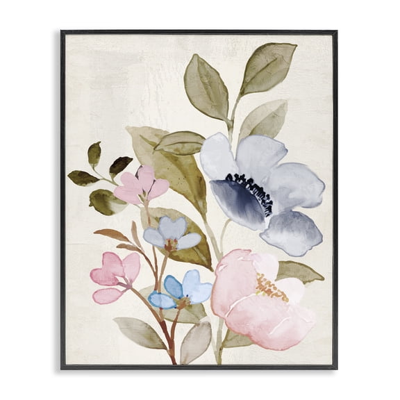 Stupell Industries Farmhouse Soft Cottage Florals Black Framed Giclee Art, 24 x 30, by Kim Allen