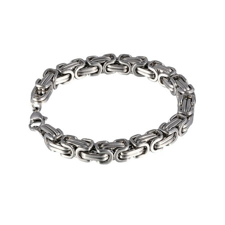 - Stainless Steel Mens Byzantine Hip Hop Chain Bangle Fashion Heavy Biker Bracelet
