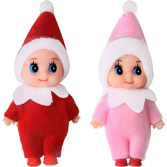 2 Pcs On The Shelf Naughty Baby Elf Doll, Toddler Mini Elf Doll Toys Gift for Kids, Home Ornament