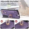 thumbnail image 3 of Wallet Case for Samsung Galaxy S24, Support Car Mount, Luxury PU Leather Shockproof Anti-Fall 360° Finger Ring Stand Rotatable Kickstand Case with Magnetic Snap & Card Slots - Purple, 3 of 9