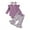 Purple, variant on Infant Baby Girls Sping Fall Outfits Long Sleeve Ribbed Romper Daisy Elastic Flared Pants Headband 3Pcs Clothes Set