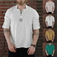 thumbnail image 6 of CENL Medieval Pirate Linen Top Shirt Men Nordic T-shirt Cosplay Lace-Up Tee, 6 of 9