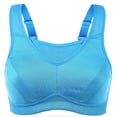 thumbnail image 6 of Deyllo Women's Sports Bras Plus Size High Impact Full Support Non-padded Wireless Workout Running Exercise Bra Activewear, Blue 40DDD, 6 of 12