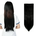 thumbnail image 1 of SHCKE 18" 3Pcs Clip in Hair Extensions Straight Hair Extensions Synthetic Fiber Clip On Hair Extensions for Women Dark Black, 1 of 5
