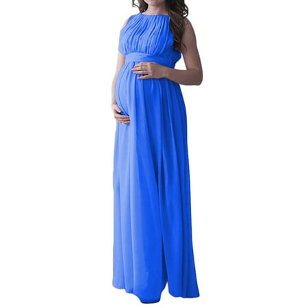 

Niuer Maternity Chiffon Dress Ruched Sleeveless Mama Dress Pregnancy Baby Shower Dress with Belt