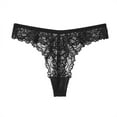 thumbnail image 2 of Sakmal Panties Seamless Cheeky Thong Lace Panties Soft Black Underwear for Ladies L, 2 of 5