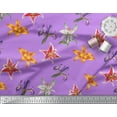 thumbnail image 2 of Soimoi Purple Poly Georgette Fabric Colorful Lilies Floral Print Sewing Fabric Yard 52 Inch Wide, 2 of 3