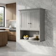thumbnail image 3 of Demi Bonn Wall Mounted Bathroom Cabinet, Medicine Cabinet, 2-Door Wall Mount Bathroom Storage Cabinet with Open Shelf for Kitchen, Entryway, Bathroom, Gray, 3 of 9