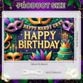 thumbnail image 2 of Gold Framed Mardi Gras Banner Purple Background Backdrop Colorful Feathers Masquerade Mask Carnival Display for Birthday Celebration Mardi Gras Party Indoor Decoration, 2 of 9