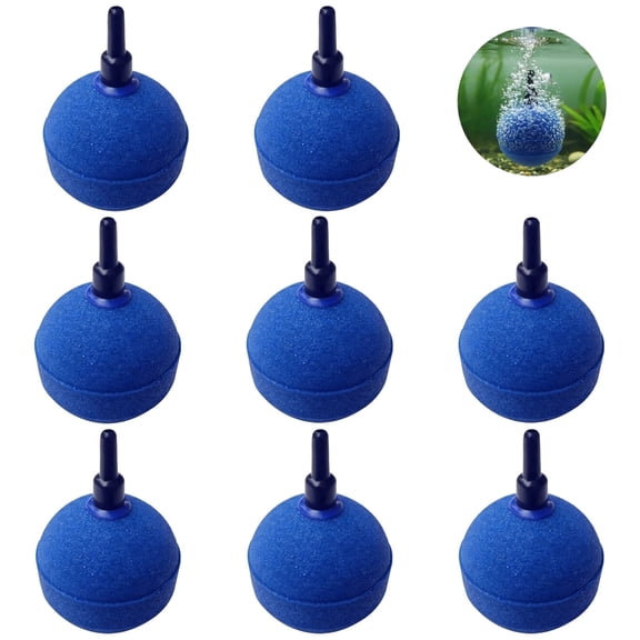 8 Pack 2" Blue Air Stones – Quartz Sand Ball Pond Diffuser, 360° Oxygen Dissolving for Fish Tank, Aquaculture & Fish Transportation, Fine Bubble Aeration