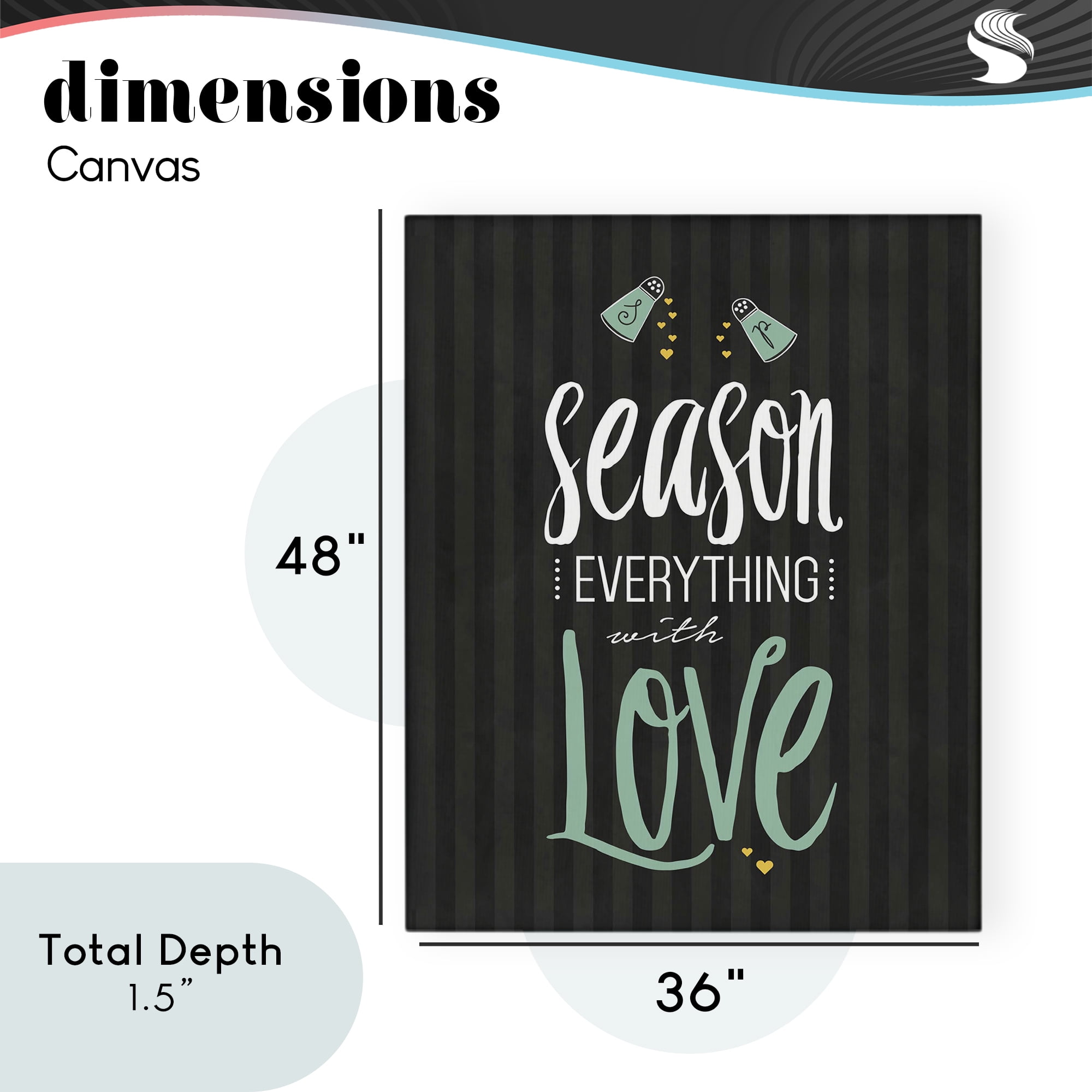 Season With Love Black & Green Canvas Wall Art, design by Lettered and Lined